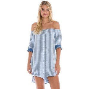 Cloth & Stone Striped Off Shoulder Dress